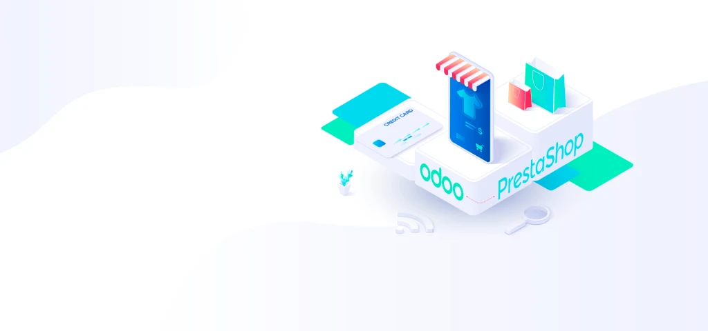 Ilustración de PrestaShop y Odoo conectados
