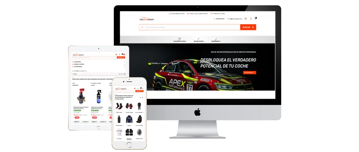 Tienda PrestaShop de CKC Autosport vista en ordenador, tableta y móvil